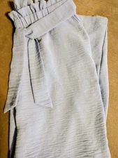 LADIES LONG PANTS BY COUNTERPARTS  SZ LARGE, RUFFLE TIE WAIST, CORNFLOWER BLUE