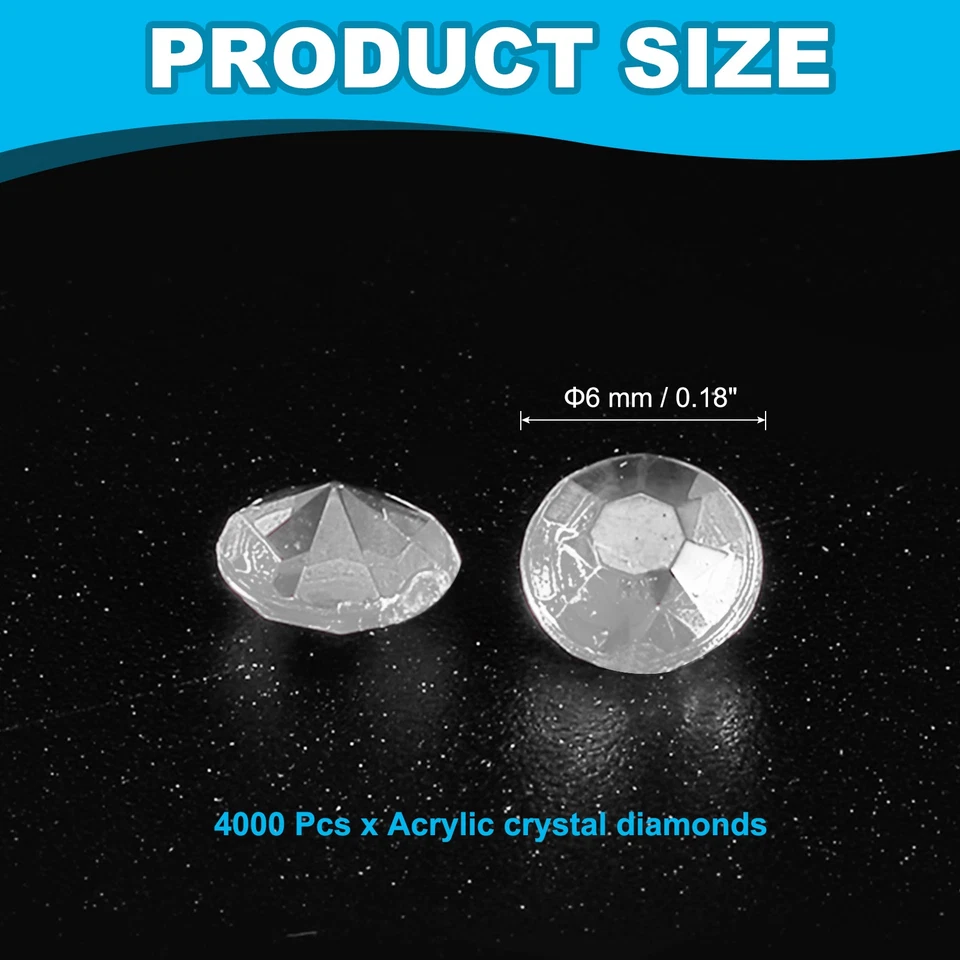 4000 Pcs Acrylic Wedding Table Diamonds 6 mm Crystals Gems Light Gray — 第 2/4 张图片