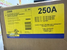 Square D J250S Circuit Breaker Enclosure 250A 56804 Surface Mount New