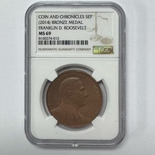 2014 FDR Bronze Medal Coin & Chronicles MS69 NGC