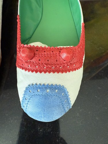 Balenciaga Leather Ballet Flats Shoes White Multi Color Size 40 - Picture 8 of 8