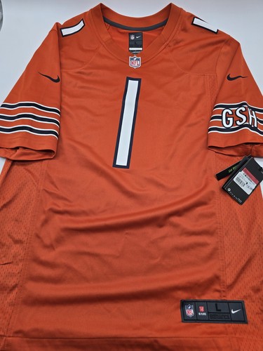 Nike On-Field Chicago Bears Justin Fields #1 Orange Game Jersey Lg Retails $130 - Picture 1 of 11