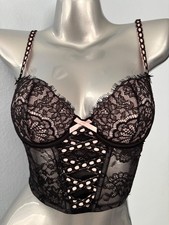 Victoria's Secret Bra Corset Top Dream Angels Lightly Lined Black Pink Nwt