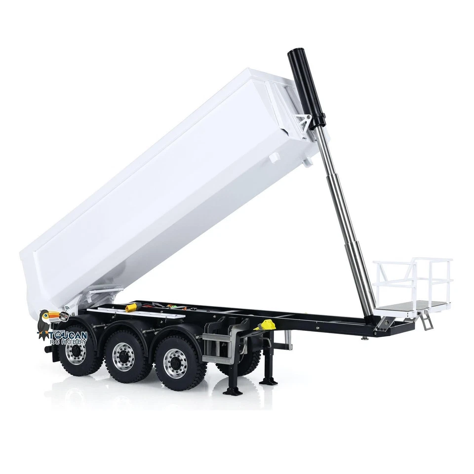 1:14 3Axles Metal Hydraulic RC Dump Trailer for Tractor Trucks Lorry DIY TAMIYA - Image 2 of 4