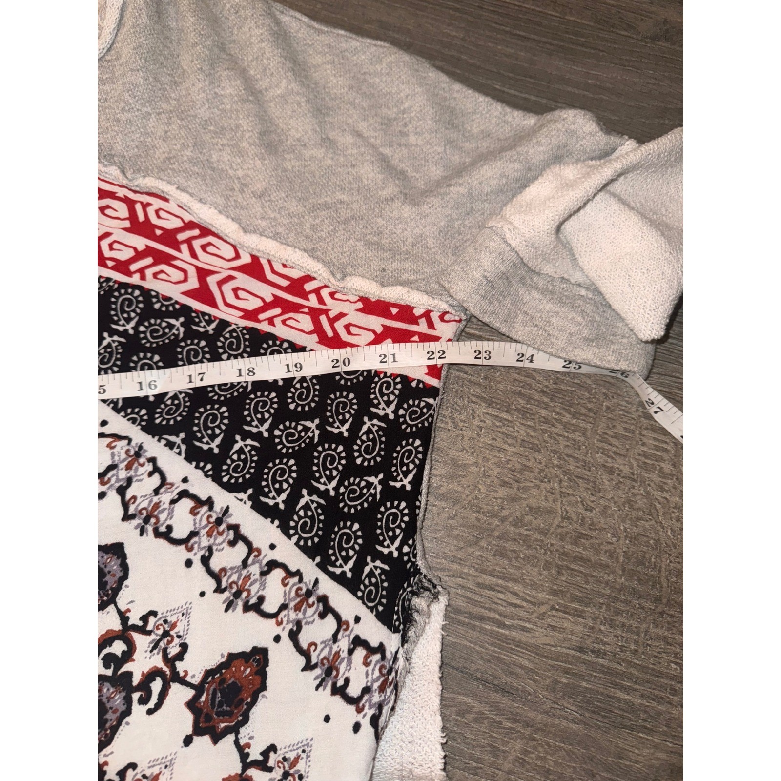 Free People Patchwork Boho Distressed Graphic Pri… - image 3