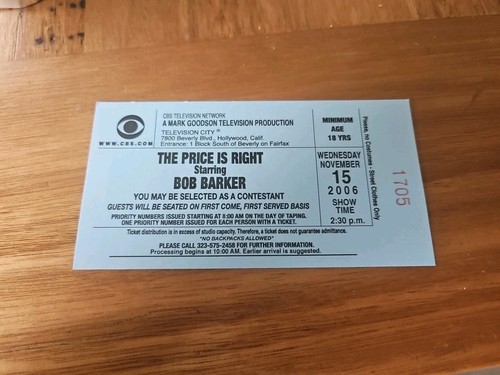 THE PRICE IS RIGHT Starring Bob Barker 2 Original 1992 Tickets TV HOLLYWOOD - Picture 2 of 2