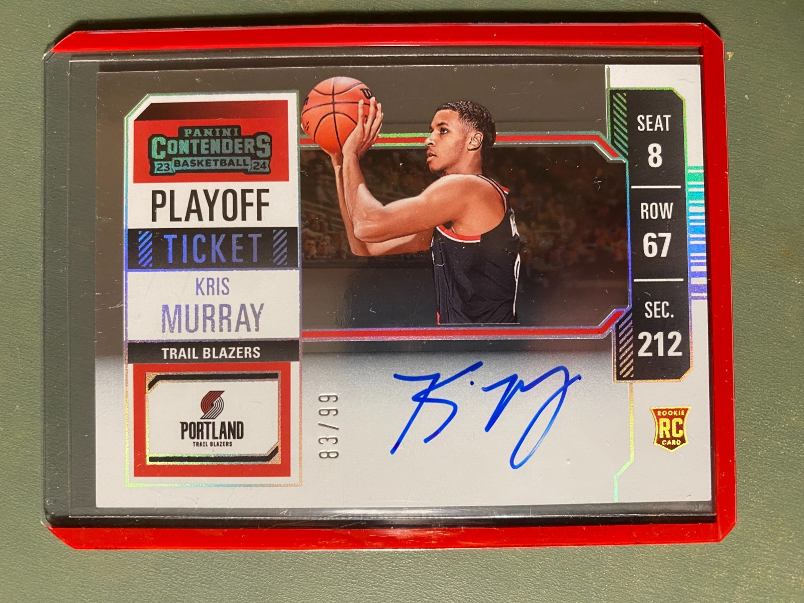 2023-24 Panini Contenders Kris Murray RC Auto Rookie #83/99 Playoff Ticket Varia