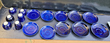 SEVRES ENSEMBLE TASSES PORCELAINE BLEUE COBALT VERS 1900 CUPS PORCELAIN