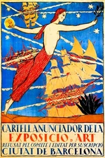 ART EXHIBITION SHIPS STARS EXPOSICIO D'ART BARCELONA SPAIN VINTAGE POSTER REPRO