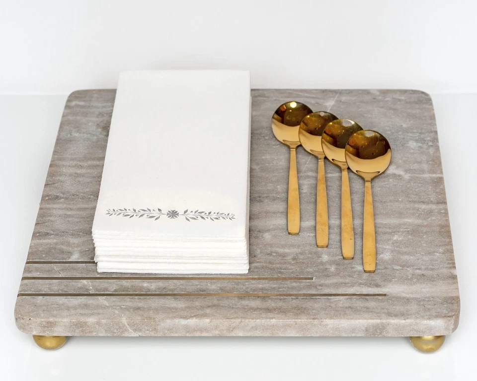 Servilletas de cena de papel Airlaid estampadas en papel de plata - 1/6 pliegue 12"x17" desechables... Foto 3 de 4