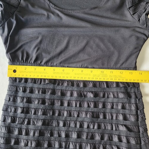 Teaberry Dress Womens Medium Black Ruffle Sexy Comfort LBD Stretch Classic - Picture 12 of 16