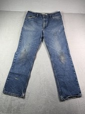 Vintage Lee Jeans Men's Regular Fit Straight Leg Blue Distressed Denim Sz 38x32