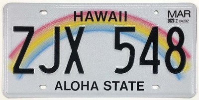 Hawaii 1923 Rainbow Aloha State License Plate ZJX 548 in Excellent Condition