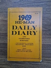 Vintage 1969 He-Man Daily Diary & Stemwinder Reminder Risque Humor Arroco Pub.