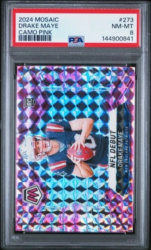 2024 PANINI MOSAIC CAMO PINK #273 DRAKE MAYE ROOKIE RC PSA 8