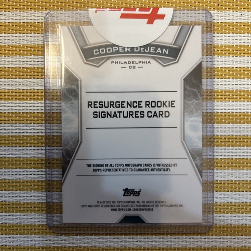COOPER DEJEAN 17/25 SSP 2024 Topps Resurgence ORANGE Power Surge RC AUTO. SEALED - Picture 4 of 4