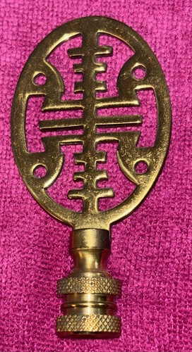 Brass Asian Symbol Lamp Finial Metal Top Ornament Decorative Oriental 3” Vintage