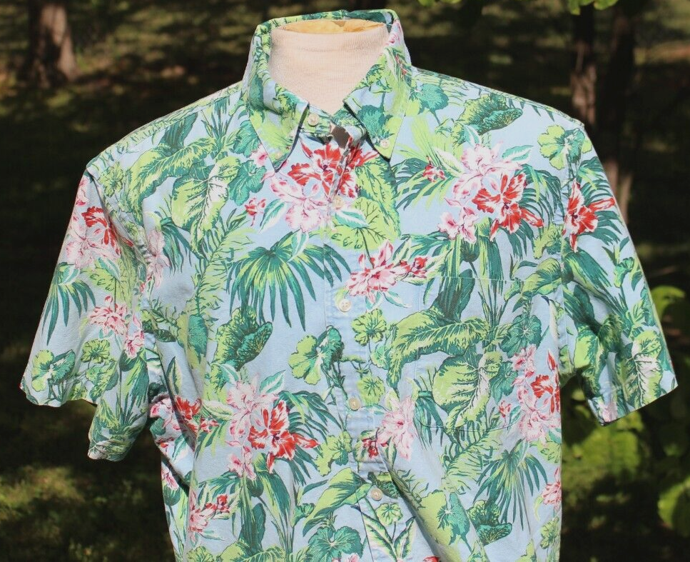 Polo Ralph Lauren Shirt Men Sz Large Floral Hawaiian Button Polo Ralph Lauren Shirt Men Sz Large Floral Hawaiian Button