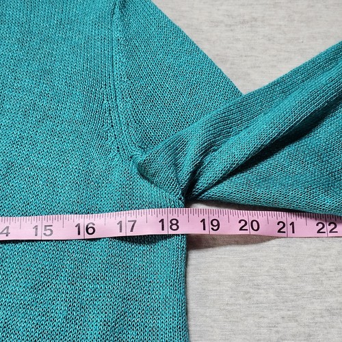 J Jill knit Cardigan Womens XS Green Linen Viscose Blended Long Open Front - Picture 9 of 10