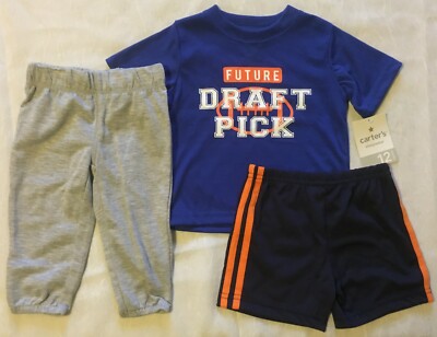 Carter's Baby Boy 3-Piece ''Future Draft Pick'' Pajama Set, Blue, 12 Months