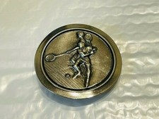 Belt Buckle - Vintage 1977 Tennis Silver Colored 