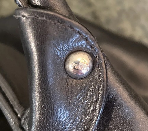 Furla große schwarze Leder Handtasche Geldbeutel silber Logo 4 Innenfächer - Bild 7 von 7