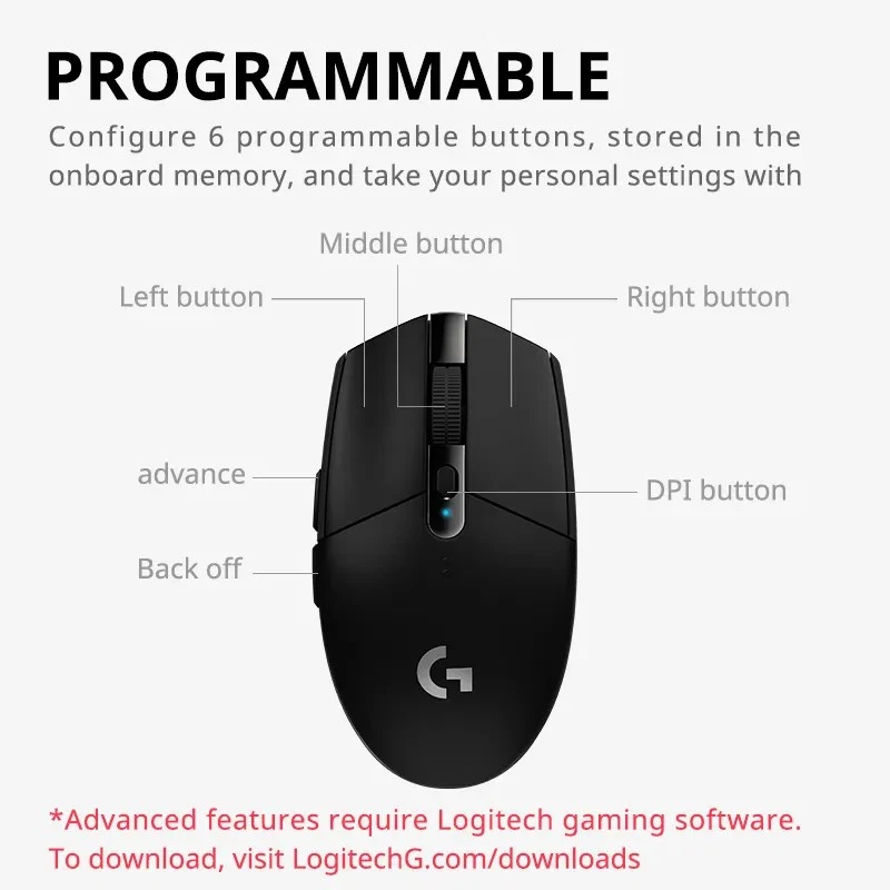 Logitech G304 LIGHTSPEED Wireless Gaming Mouse - Image 2 of 2