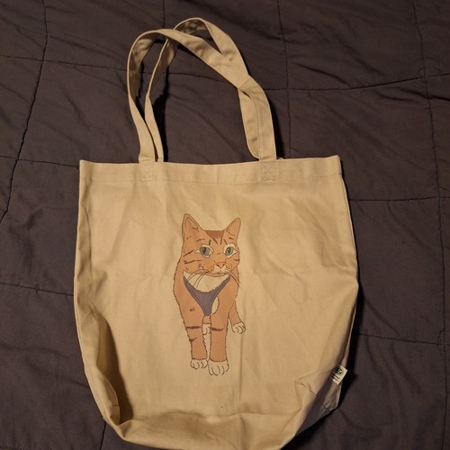 Bolso de Mano de Lona Orgánico EConscious - Patrón de Gato - Bolso de Mano Eco Algodón Orgánico - Imagen 4 de 20
