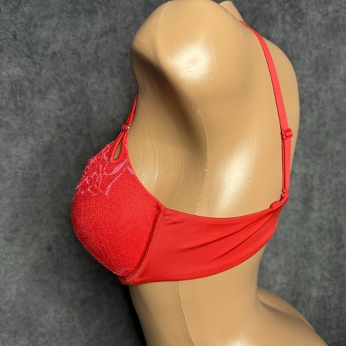 Lily of France Bra 36C Red Padded Underwire Adjustable Clasp Back Lace Sexy - Picture 9 of 14