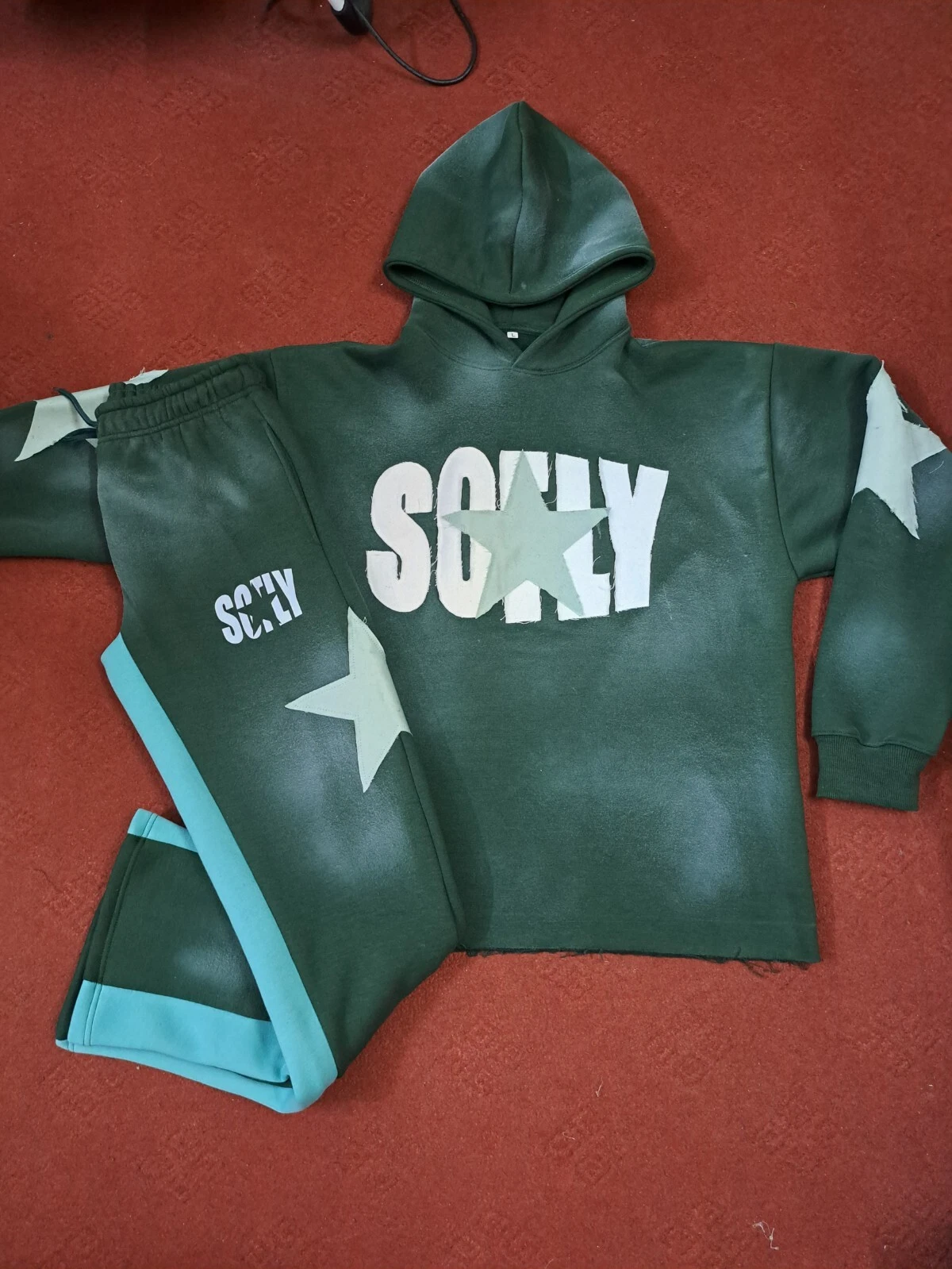 Mens Tracksuit Distressed 2 pc Sweatshirt Sweatpant unisex Streetwear Activewear
Opens in a new wind