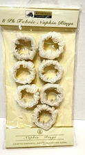 Better Home Plastics Corp Fabric Damask Napkin Rings Package of 7 Cream Ivory