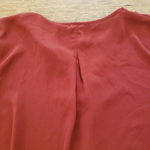 Forever21 Größe kleine Bluse halber Knopf langärmelig verbrannt orange rot durchsichtiges Shirt - Bild 7 von 13