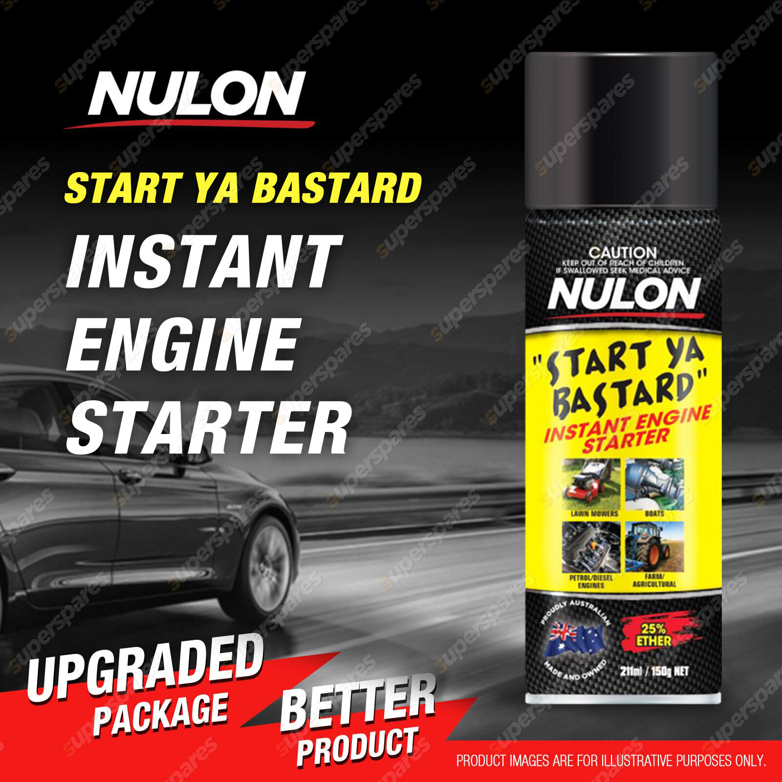 Shield Instant Engine Start Nulon Pro-Strength Start Ya Bastard Instant Engine Starter 150g can ...