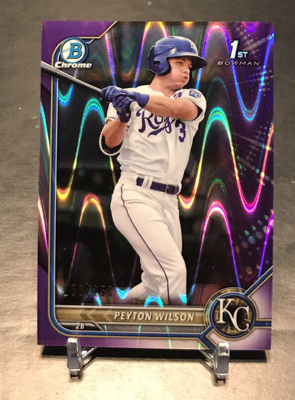 2022 Bowman Chrome Peyton Wilson 1st Purple Ray Wave ##/250 Royals