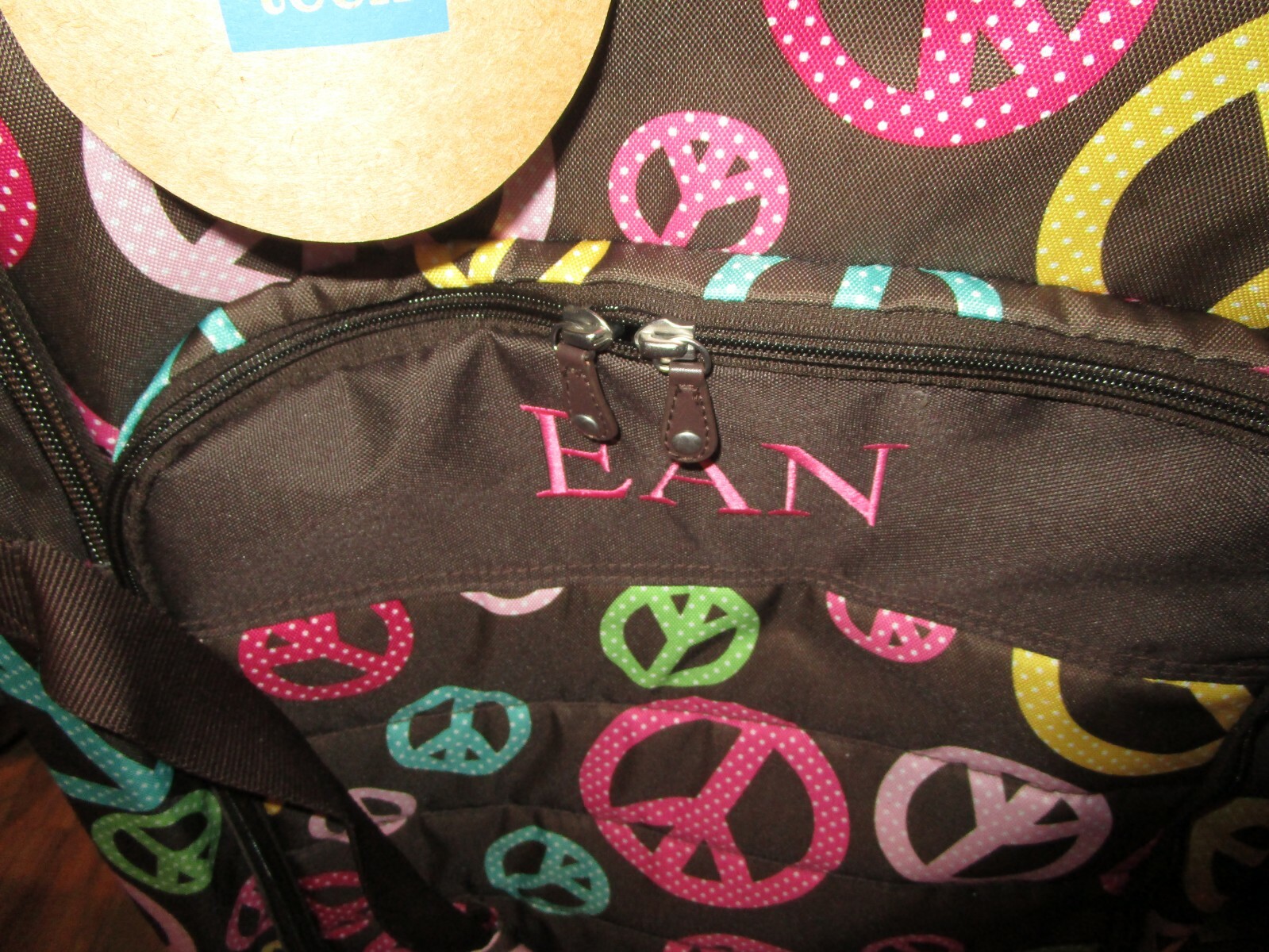 Pottery Barn Teen Jet Set Berkley Peace Large luggage mono EAN New 