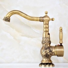 Retro Antique Brass Bathroom Faucet Single Handle Basin Mixer Sink Taps Zsf127