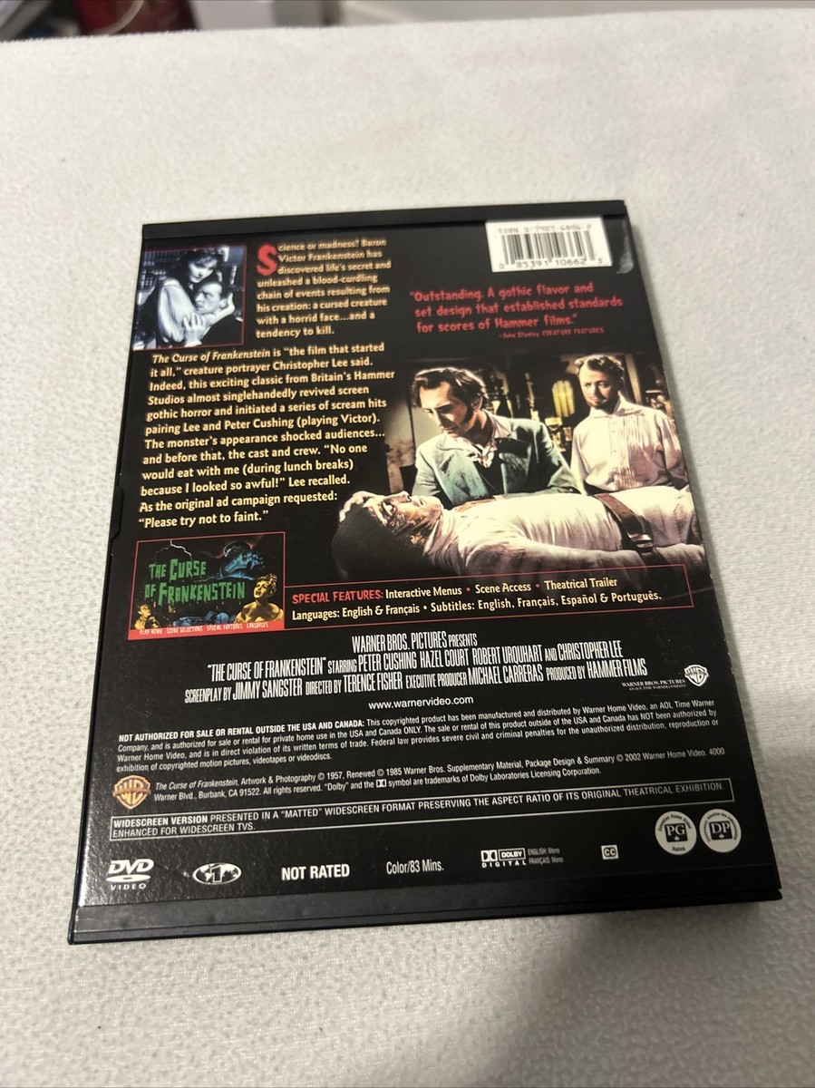 The Curse of Frankenstein (DVD, 2002) Horror Peter Cushing