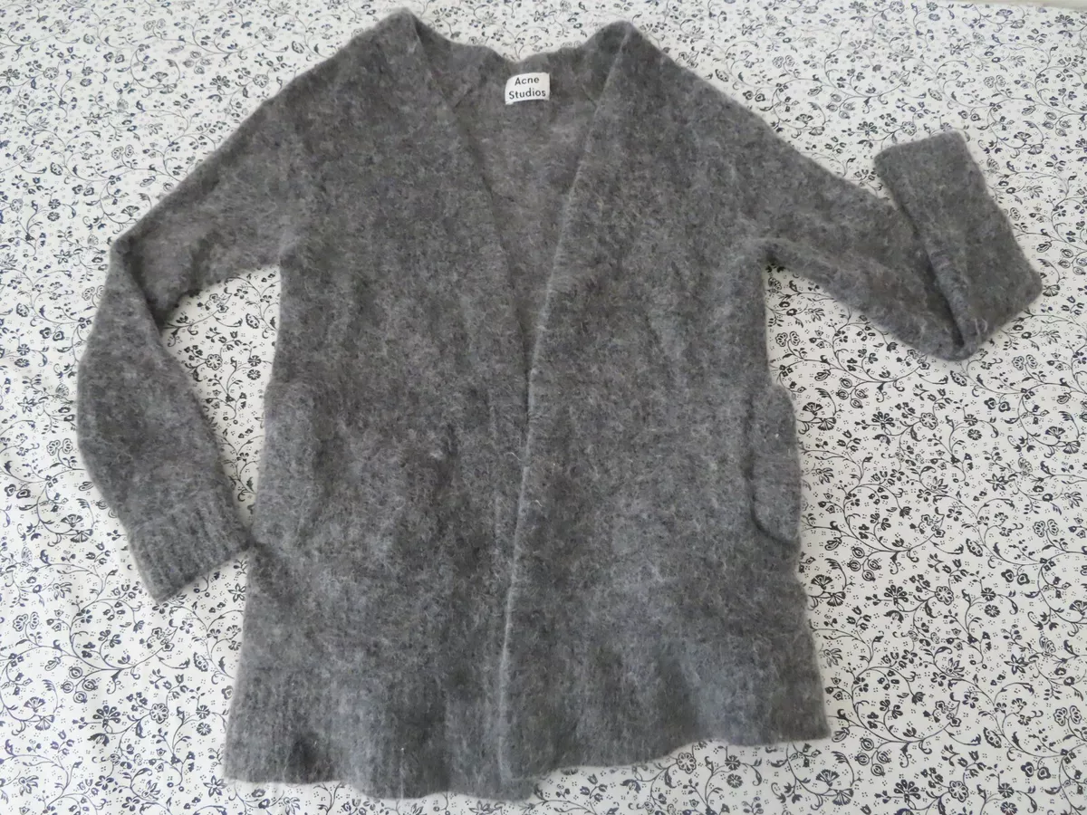 Acne Studios Raya Kid Mohair wool Grey Open Cardigan Size XXS