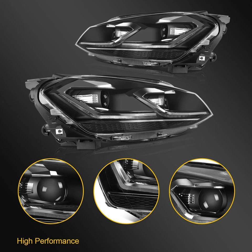 Pair Full LED DRL Headlights For 2015-2017 Volkswagen Golf MK7 Sequentia Lamps - Изображение 2 из 4