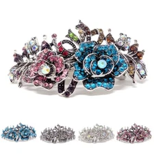 Woman metal Barrette flowers rhinestones crystal hair clip bridal barrette claw 
