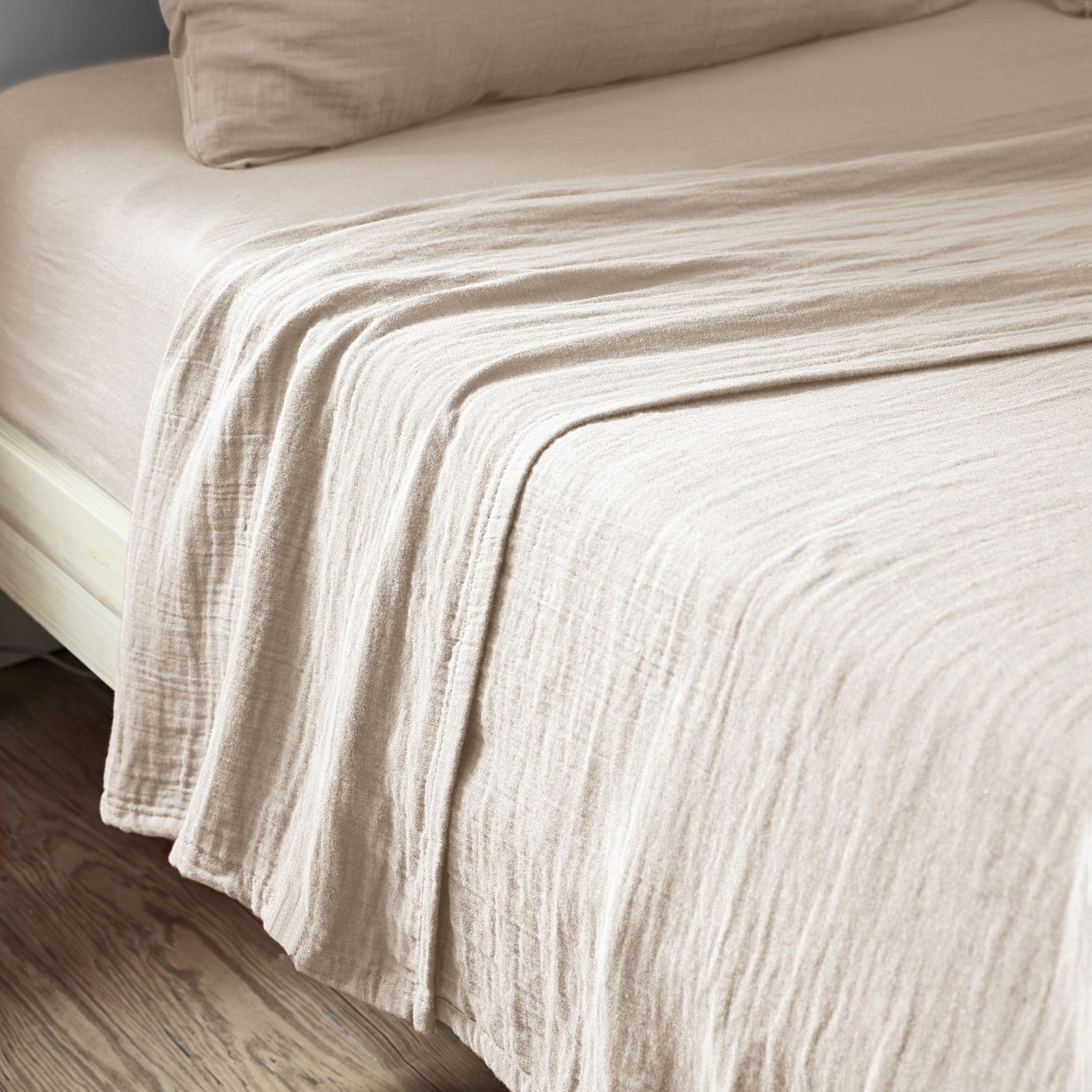 Drap plat 270x300 gaze de coton naturel fini le repassage pour grand lit