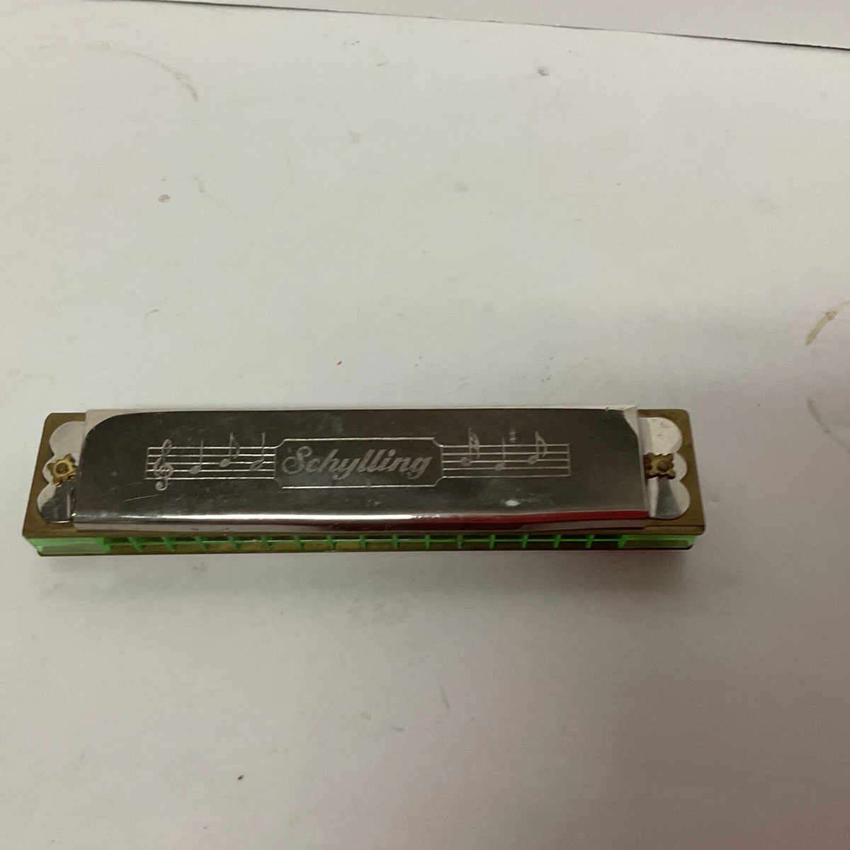 Vintage Schylling Classic 16 Hole Harmonica Green Sides eBay