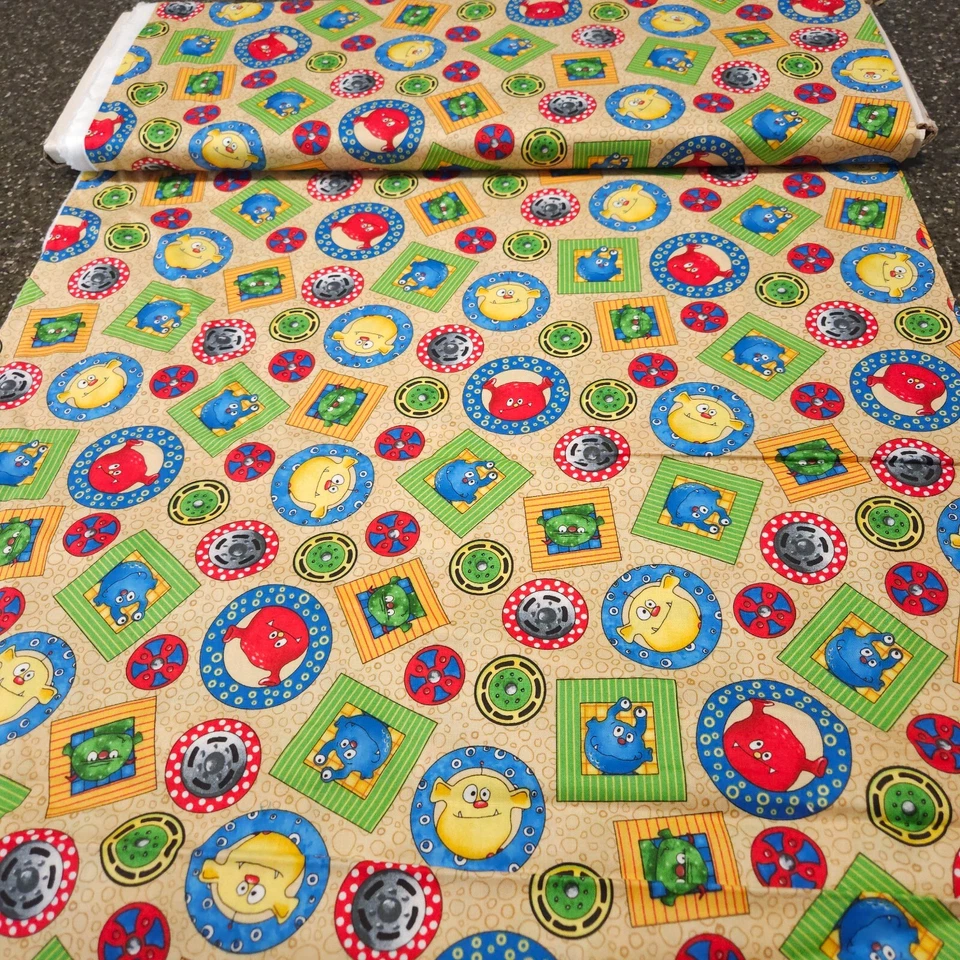 14" Monster Truck Mania Desiree's Designs Quilting Treasures Tan - Image 3 of 3