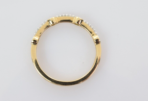 Anillo apilador de diamantes y esmeraldas en oro amarillo de 10 k talla 7 - Imagen 5 de 6