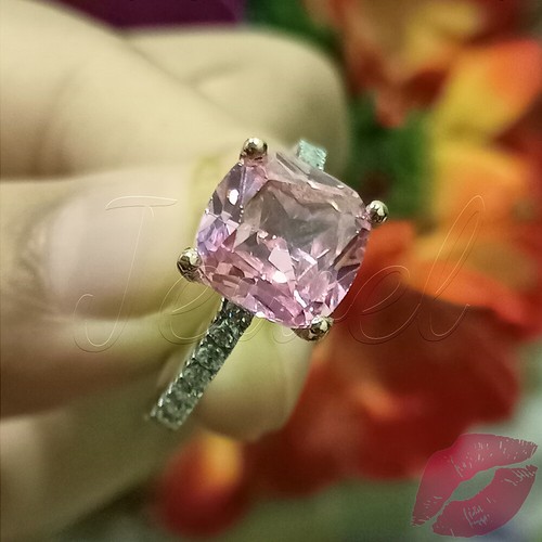 Solitär-Verlobungsring 2,50 kt Kissenschliff rosa Diamant 14 K Weißgold-Finish - Bild 4 von 10