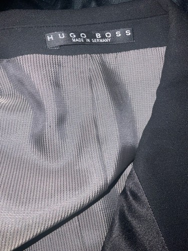 HUGO BOSS Mens Charlie Chaplin Black Virgin Wool Tuxedo 44L EXPANDABLE WAIST - Imagen 7 de 8