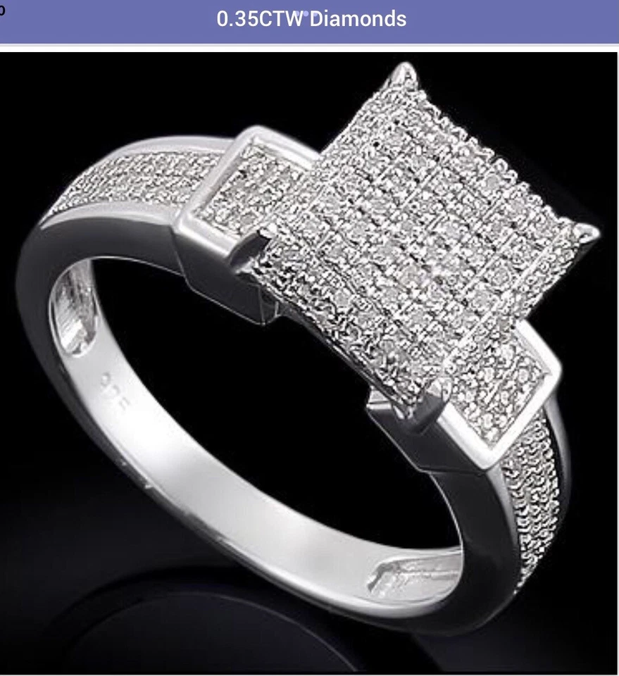 Anillo para mujer acabado oro blanco 14K talla 7 Foto 2 de 4