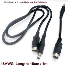 4 Pin DIN Male to 5.5mm x 2.1mm Male DC Power Cable Printer Stage Lighting 18AWG