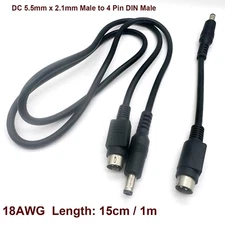 4 Pin DIN Male to 5.5mm x 2.1mm Male DC Power Cable Printer Stage Lighting 18AWG