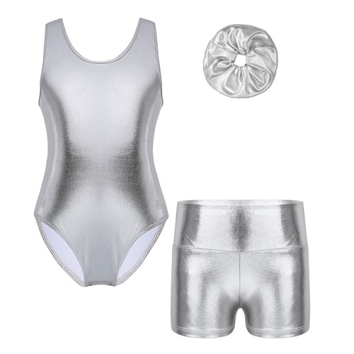 Niños Niñas Trajes de Baile Leotardo Sin Mangas con Pantalones Cortos Banda para el Cabello Color Sólido - Imagen 25 de 41